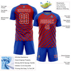 Custom Thunder Blue Red-White Lines Sublimation Soccer Uniform Jersey
