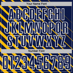 Custom Gold Navy-White Lines Sublimation Soccer Uniform Jersey