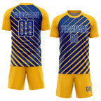 Custom Gold Royal-White Lines Sublimation Soccer Uniform Jersey