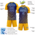 Custom Gold Royal-White Lines Sublimation Soccer Uniform Jersey