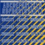 Custom Gold Royal-White Lines Sublimation Soccer Uniform Jersey