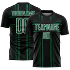 Custom Black Kelly Green-White Lines Sublimation Soccer Uniform Jersey