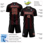 Custom Black Crimson-Cream Lines Sublimation Soccer Uniform Jersey