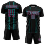 Custom Black Teal-Pink Lines Sublimation Soccer Uniform Jersey
