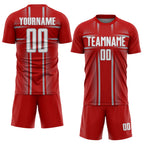 Custom Red White-Gray Lines Sublimation Soccer Uniform Jersey