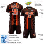 Custom Brown Orange-White Lines Sublimation Soccer Uniform Jersey