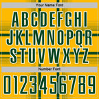 Custom Gold Green-White Lines Sublimation Soccer Uniform Jersey