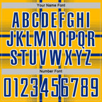 Custom Gold Royal-White Lines Sublimation Soccer Uniform Jersey