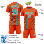 Custom Orange Aqua-White Lines Sublimation Soccer Uniform Jersey