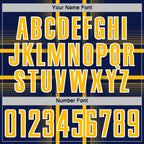 Custom Navy Gold-White Lines Sublimation Soccer Uniform Jersey