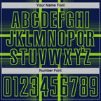 Custom Navy Neon Green-White Lines Sublimation Soccer Uniform Jersey