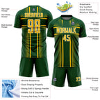 Custom Green Yellow-White Lines Sublimation Soccer Uniform Jersey