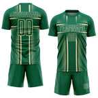 Custom Kelly Green Cream Lines Sublimation Soccer Uniform Jersey