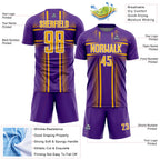 Custom Purple Gold-White Lines Sublimation Soccer Uniform Jersey