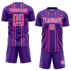 Custom Purple Pink-White Lines Sublimation Soccer Uniform Jersey