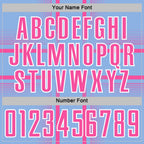 Custom Light Blue Pink-White Lines Sublimation Soccer Uniform Jersey