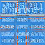 Custom Powder Blue Orange-White Lines Sublimation Soccer Uniform Jersey