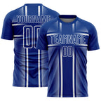 Custom Royal White Lines Sublimation Soccer Uniform Jersey