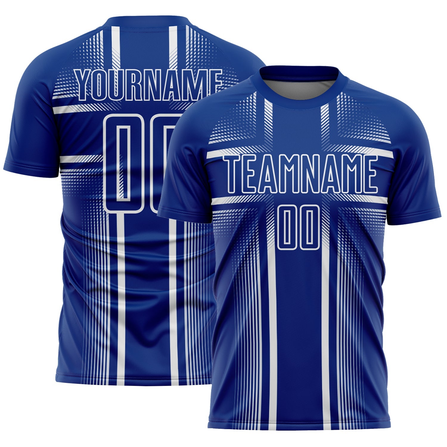 Custom Royal White Lines Sublimation Soccer Uniform Jersey