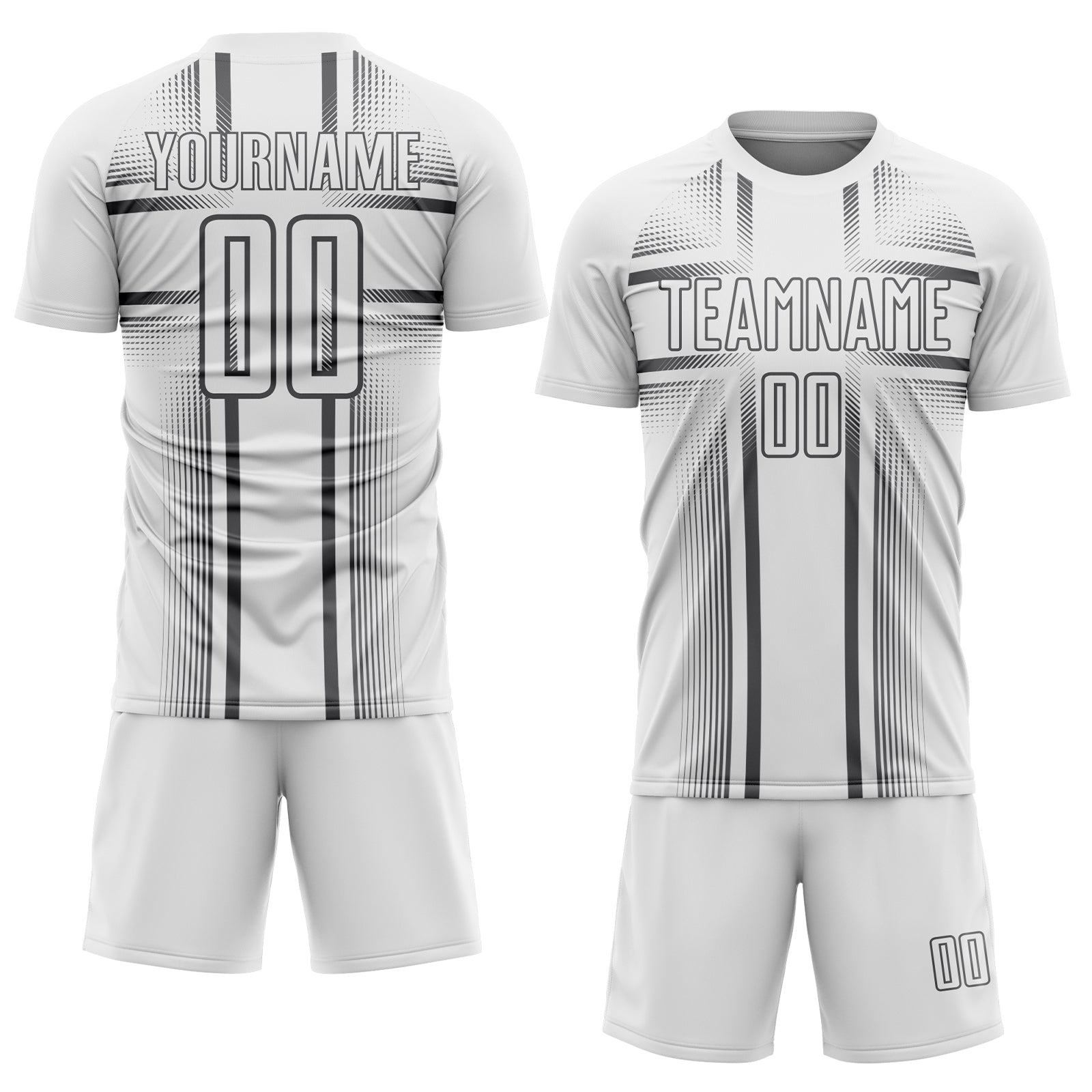 Custom White Steel Gray Lines Sublimation Soccer Uniform Jersey