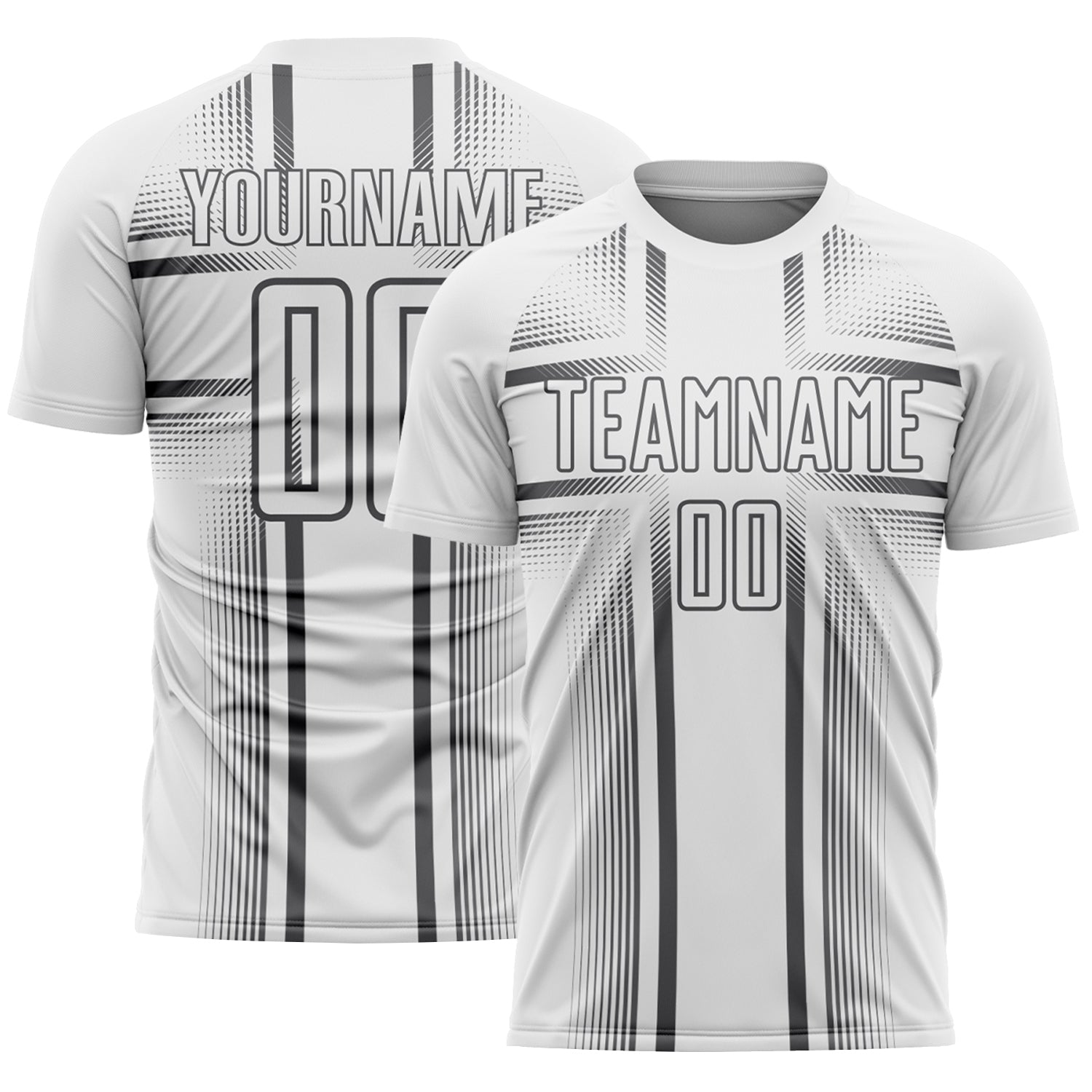 Custom White Steel Gray Lines Sublimation Soccer Uniform Jersey