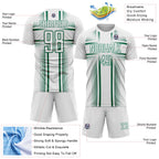 Custom White Kelly Green Lines Sublimation Soccer Uniform Jersey