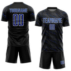 Custom Black Royal-White Slant Lines Sports Sublimation Soccer Uniform Jersey