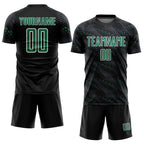 Custom Black Kelly Green-White Slant Lines Sports Sublimation Soccer Uniform Jersey