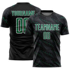 Custom Black Kelly Green-White Slant Lines Sports Sublimation Soccer Uniform Jersey