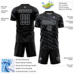 Custom Black Silver Slant Lines Sports Sublimation Soccer Uniform Jersey