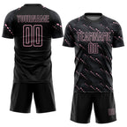 Custom Black Light Pink Slant Lines Sports Sublimation Soccer Uniform Jersey