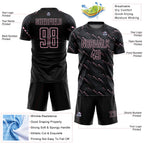 Custom Black Light Pink Slant Lines Sports Sublimation Soccer Uniform Jersey