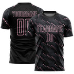 Custom Black Light Pink Slant Lines Sports Sublimation Soccer Uniform Jersey