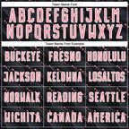 Custom Black Medium Pink-White Slant Lines Sports Sublimation Soccer Uniform Jersey