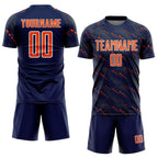 Custom Navy Orange-White Slant Lines Sports Sublimation Soccer Uniform Jersey