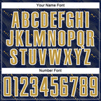Custom Navy Old Gold-White Slant Lines Sports Sublimation Soccer Uniform Jersey