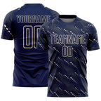 Custom Navy Cream Slant Lines Sports Sublimation Soccer Uniform Jersey