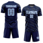 Custom Navy Light Blue-White Slant Lines Sports Sublimation Soccer Uniform Jersey