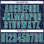 Custom Navy Teal-White Slant Lines Sports Sublimation Soccer Uniform Jersey