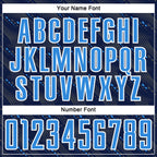 Custom Navy Powder Blue-White Slant Lines Sports Sublimation Soccer Uniform Jersey