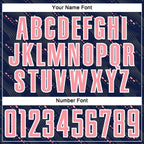 Custom Navy Medium Pink-White Slant Lines Sports Sublimation Soccer Uniform Jersey