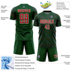 Custom Green Red-White Slant Lines Sports Sublimation Soccer Uniform Jersey