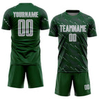 Custom Green Gray-White Slant Lines Sports Sublimation Soccer Uniform Jersey