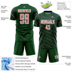 Custom Green Medium Pink-White Slant Lines Sports Sublimation Soccer Uniform Jersey