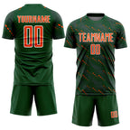 Custom Green Orange-White Slant Lines Sports Sublimation Soccer Uniform Jersey