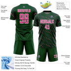 Custom Green Pink-White Slant Lines Sports Sublimation Soccer Uniform Jersey
