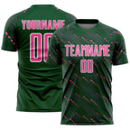 Custom Green Pink-White Slant Lines Sports Sublimation Soccer Uniform Jersey