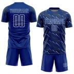 Custom Royal White Slant Lines Sports Sublimation Soccer Uniform Jersey