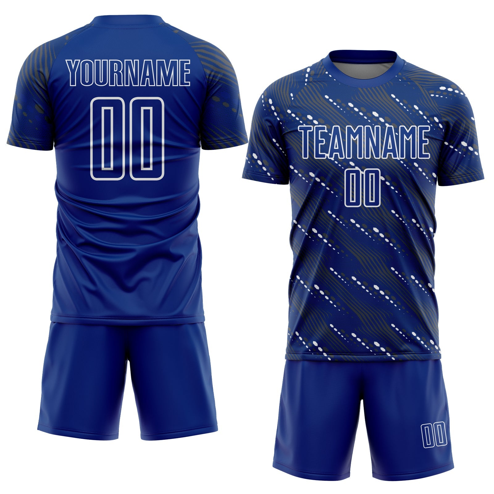 Custom Royal White Slant Lines Sports Sublimation Soccer Uniform Jersey