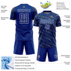 Custom Royal White Slant Lines Sports Sublimation Soccer Uniform Jersey